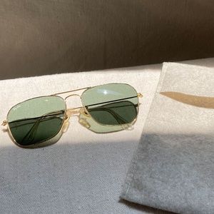 Vintage Ray Ban Caravan Sunglasses in Green & Gold